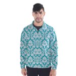 White On Turquoise Damask Wind Breaker (Men)