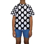 Black And White Polkadot Kid s Short Sleeve Swimwear