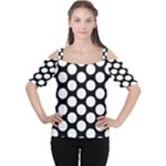 Black And White Polkadot Women s Cutout Shoulder Tee