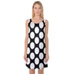 Black And White Polkadot Sleeveless Satin Nightdress