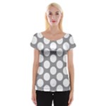 Grey Polkadot Women s Cap Sleeve Top