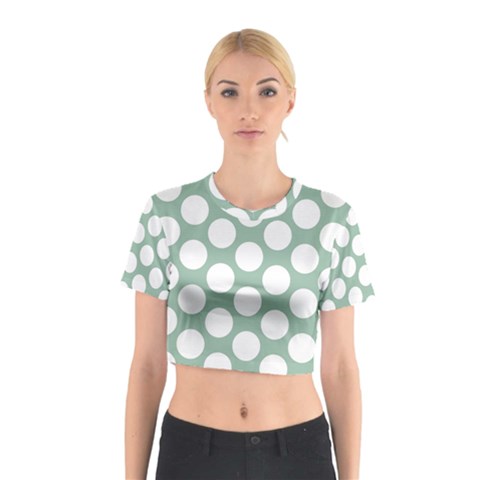 Jade Green Polkadot Cotton Crop Top from ArtsNow.com