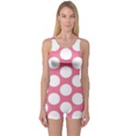 Pink Polkadot One Piece Boyleg Swimsuit