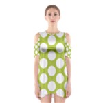 Spring Green Polkadot Cutout Shoulder Dress