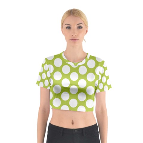 Spring Green Polkadot Cotton Crop Top from ArtsNow.com