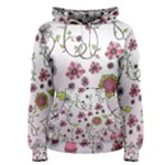 Pink whimsical flowers on pink Women s Pullover Hoodie