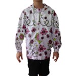 Pink whimsical flowers on pink Hooded Wind Breaker (Kids)