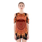 Flaming Sun Cutout Shoulder Dress