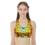 Flower Bouquet Women s Sports Bra with Border