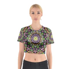 Psychedelic Leaves Mandala Cotton Crop Top from ArtsNow.com