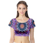 Purple Lotus Short Sleeve Crop Top (Tight Fit)