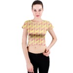 Geometric Pink & Yellow  Crew Neck Crop Top