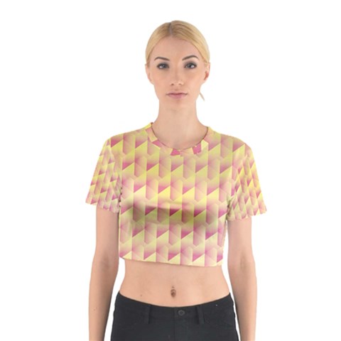 Geometric Pink & Yellow  Cotton Crop Top from ArtsNow.com