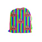 rainbow poo Emoji  Drawstring Pouch (Large)