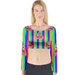 rainbow poo Emoji  Long Sleeve Crop Top (Tight Fit)