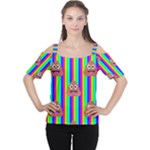 rainbow poo Emoji  Women s Cutout Shoulder Tee