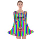 rainbow poo Emoji  Long Sleeve Skater Dress