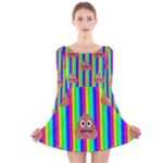 rainbow poo Emoji  Long Sleeve Velvet Skater Dress