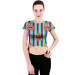 rainbow poo Emoji  Crew Neck Crop Top