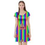 rainbow poo Emoji  Short Sleeve Skater Dress