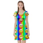 Rainbow emojis Short Sleeve Skater Dress