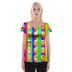 Rainbow emojis Women s Cap Sleeve Top