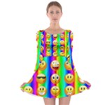 Rainbow emojis Long Sleeve Skater Dress