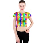 Rainbow emojis Crew Neck Crop Top