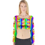 Rainbow emojis Long Sleeve Crop Top (Tight Fit)