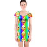 Rainbow emojis Short Sleeve Bodycon Dress