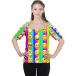 Rainbow emojis Women s Cutout Shoulder Tee