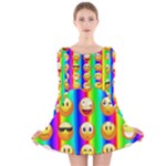 Rainbow emojis Long Sleeve Velvet Skater Dress