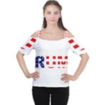 Donald Trump flag Women s Cutout Shoulder Tee