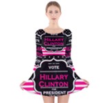 pink Hillary Clinton Long Sleeve Velvet Skater Dress