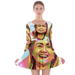 pastel Hillary Clinton Long Sleeve Skater Dress