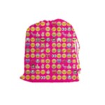 hot pink emoji Drawstring Pouch (Large)