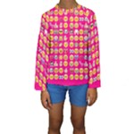 hot pink emoji Kid s Long Sleeve Swimwear