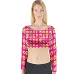 hot pink emoji Long Sleeve Crop Top (Tight Fit)