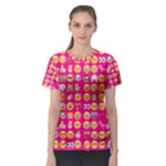 hot pink emoji Women s Sport Mesh Tee