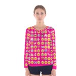 hot pink emoji Women s Long Sleeve Tee