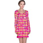 hot pink emoji Long Sleeve Nightdress