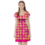 hot pink emoji Short Sleeve Skater Dress