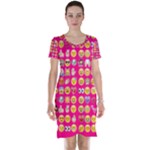 hot pink emoji Short Sleeve Nightdress