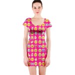 hot pink emoji Short Sleeve Bodycon Dress