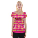 hot pink emoji Women s Cap Sleeve Top