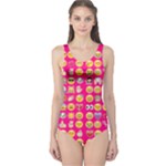 hot pink emoji One Piece Swimsuit