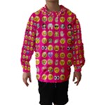 hot pink emoji Hooded Wind Breaker (Kids)