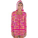 hot pink emoji Women s Long Sleeve Hooded T-shirt