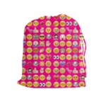 hot pink emoji Drawstring Pouch (XL)