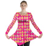 hot pink emoji Long Sleeve Tunic 